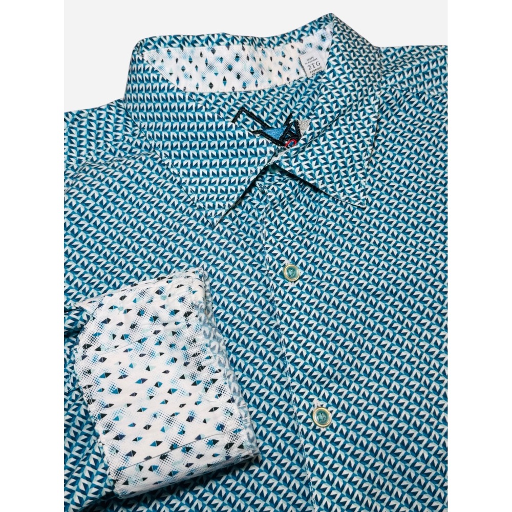 Robert Graham Mens 2XL Shirt Geometric Long Sleeve Classic‎ Button Up Flip Cuffs